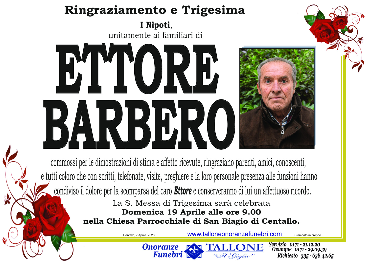 <br />
<b>Warning</b>:  Undefined variable $info in <b>/home/tallone/public_html/ringraziamenti.php</b> on line <b>68</b><br />
Ettore Barbero
